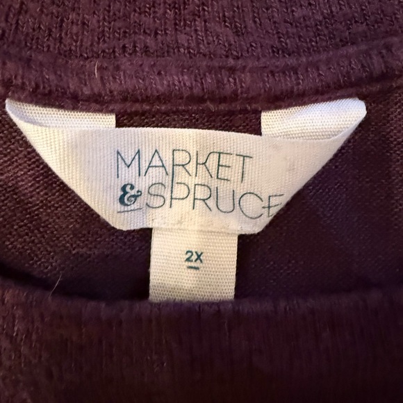 Market & Spruce 3/4 Sleeve Deep Purple Knit Top - Picture 2 of 3